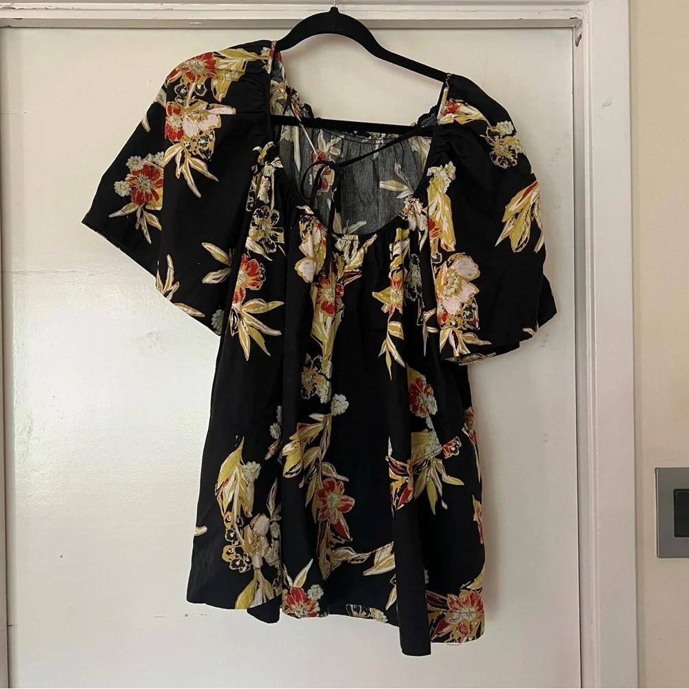 Free People Jodie Printed Tunic Dress floral Hawaiian print Resort
